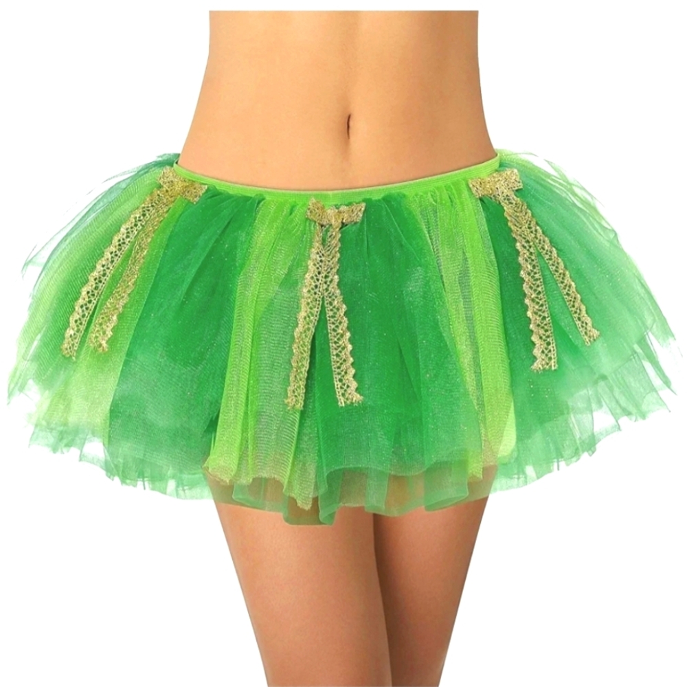 Green and Gold Mini Bubble Skirt for Night Out